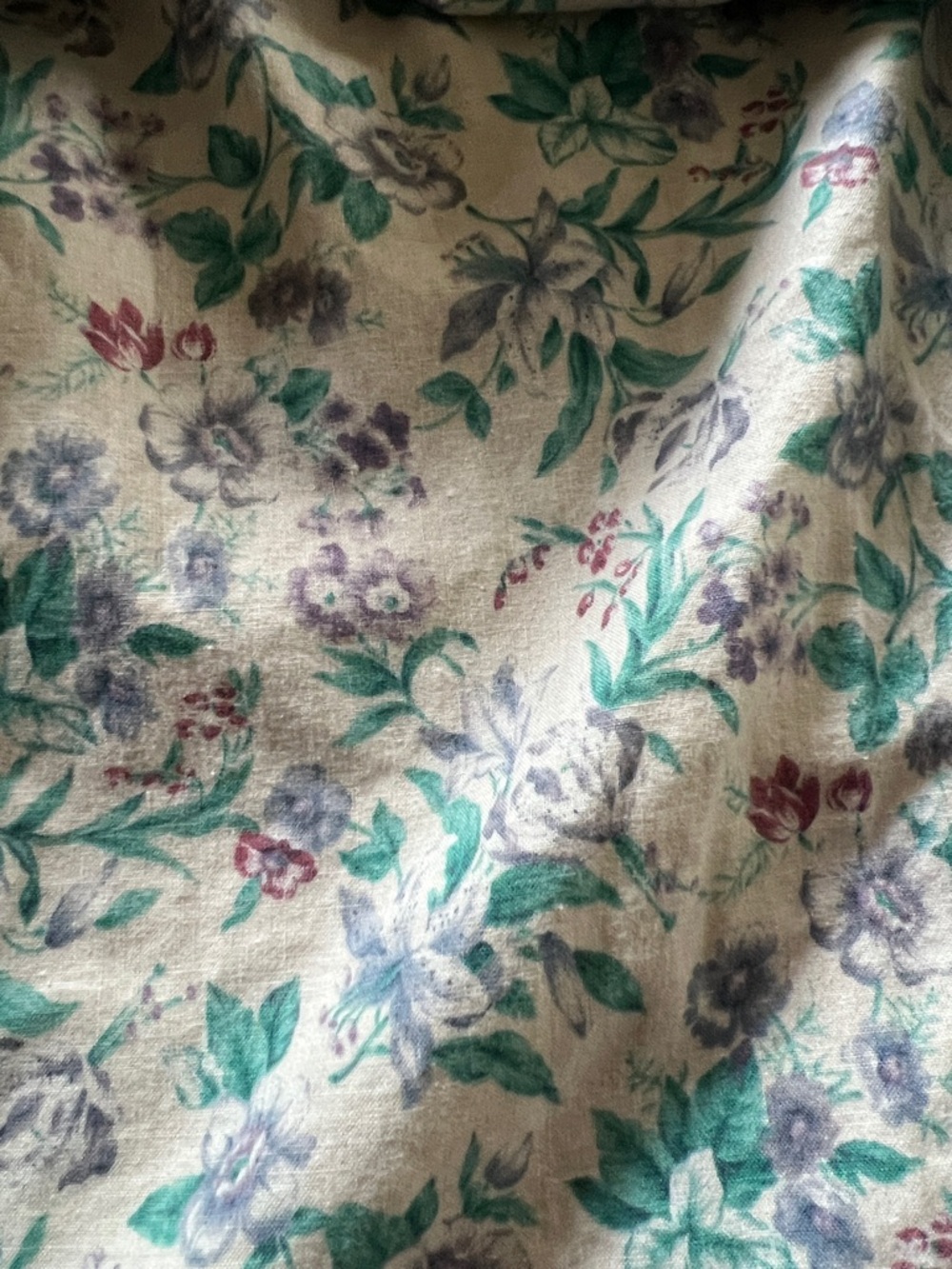 Floral Midi Dress in Cream with Green & Blue Print - Picture 5 of 7